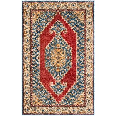 Safavieh 4 x 6 ft. Antiquity Hand Tufted Area Rug Blue & Red AT505M-4